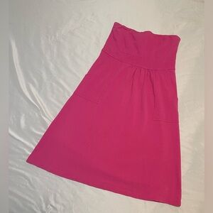 Bubblegum pink pique strapless sundress with POCKETS